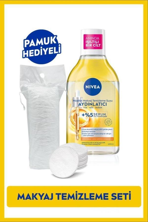 Aydınlatıcı Micellar Makyaj Temizleme Suyu 400ml, Serum Içerikli, Donuk Ciltler, Pamuk Hediyeli - Image 1