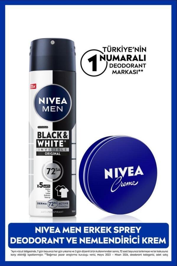 Creme 30ml ve MEN Erkek Sprey Deodorant Black&White Invisible Original 150ml, 72Saat Anti-perspirant - Image 1