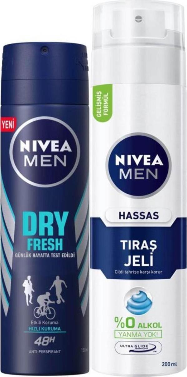 Dry Fresh Erkek Deosprey 150ml Tıraş Jeli Hassas Ciltler Için 200 ml - Image 1