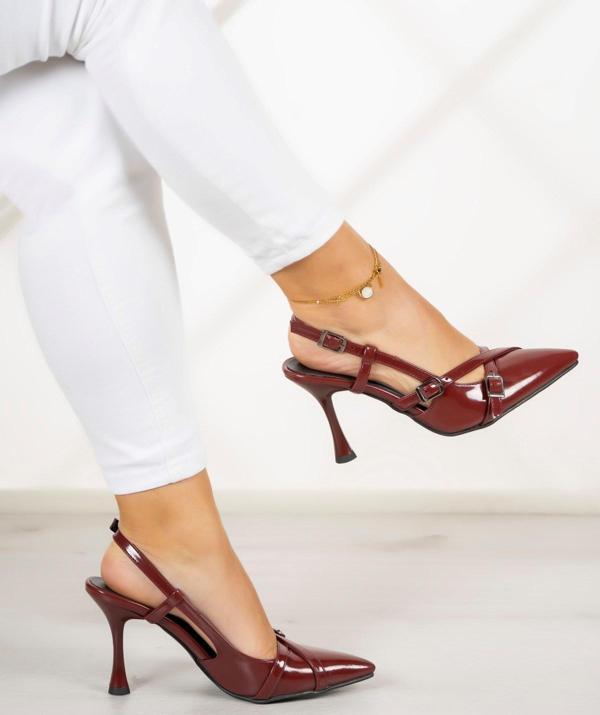 Natalia Bordo Rugan Arkası Açık Stiletto - Image 1
