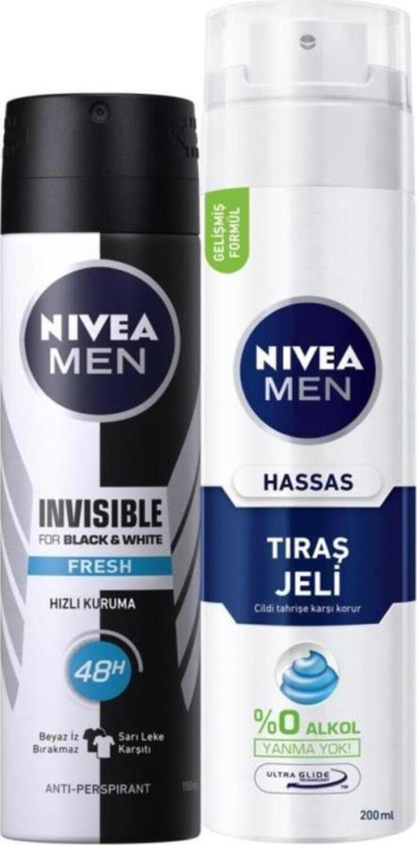 İnvisible Black&white Fresh Erkek Deosprey 150ml Tıraş Jeli Hassas Ciltler Için 200 ml - Image 1