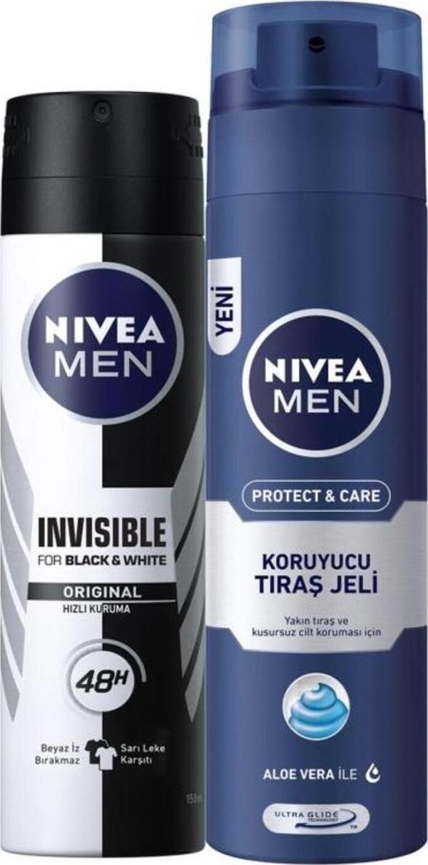 İnvisible Black&white Orginal Erkek Deosprey 150ml Tıraş Jeli Koruyucu Ve Bakım Için 200 ml - Image 1
