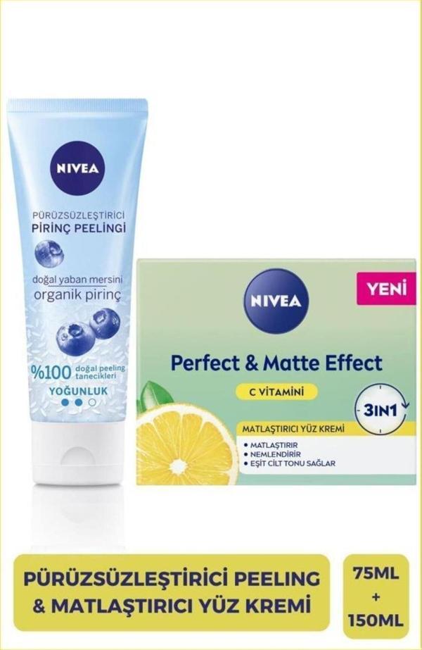 Pürüzsüzleştirici Pirinç Yüz Peeleng 75ml Ve Perfect&matte Matlaştırıcı Gündüz Yüz Bakım Kremi - Image 1