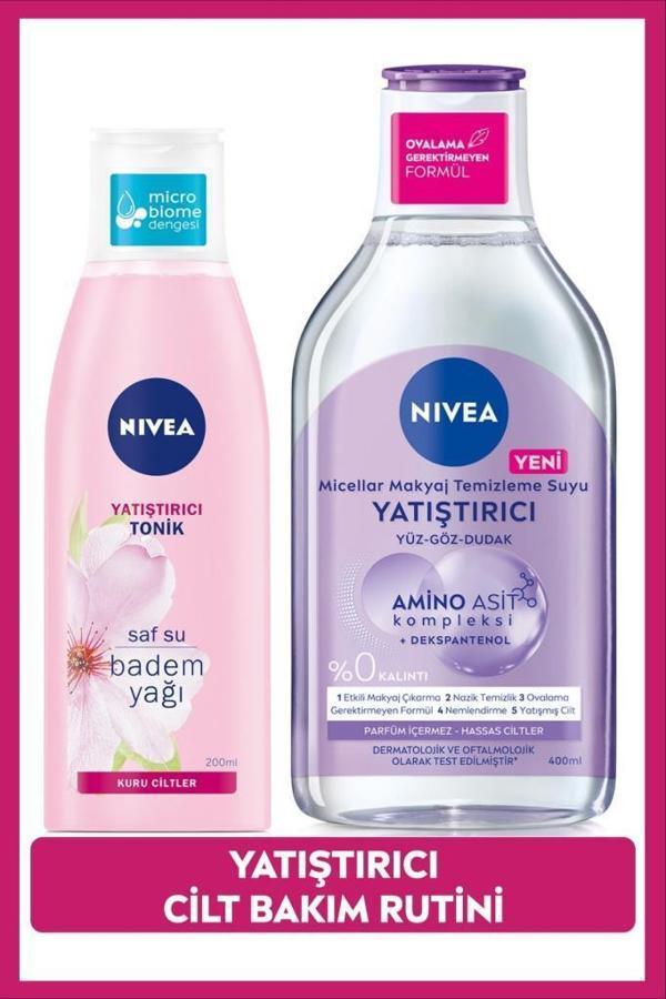 NIVEA Yatıştırıcı Micellar Makyaj Temizleme Suyu 400ml Ve Aqua Rose Nemlendirici Tonik 200ml, Hassas Cilt, Yüz Bakım - Image 1