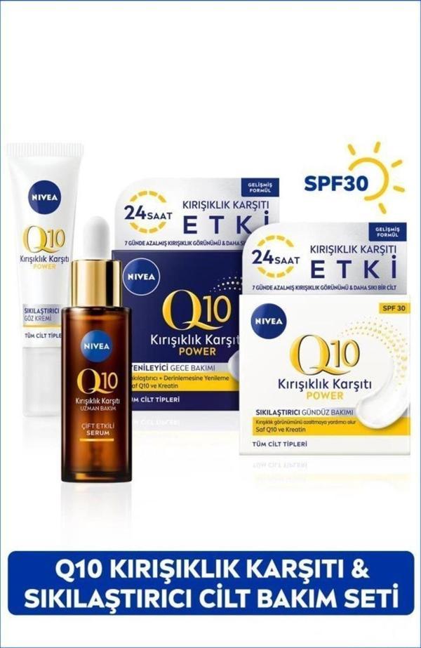 Q10 Çift Etkili Serum 30ml, Sıkılaştırıcı Göz Bakım Kremi, Yenileyici Gece Bakım Kremi, Gündüz Kremi - Image 1