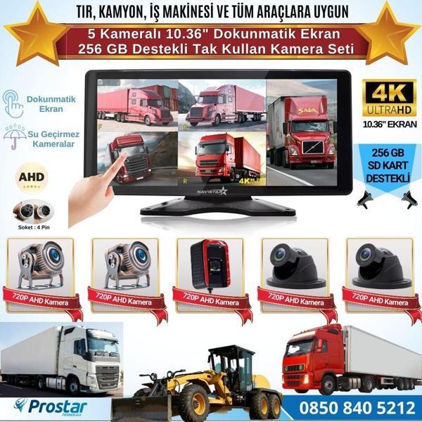 5 Kameralı 10.36&quot; Dokunmatik Kayıtlı Ekranlı 256 Gb Sd Kart Destekli Araç Kamera Seti - Image 1