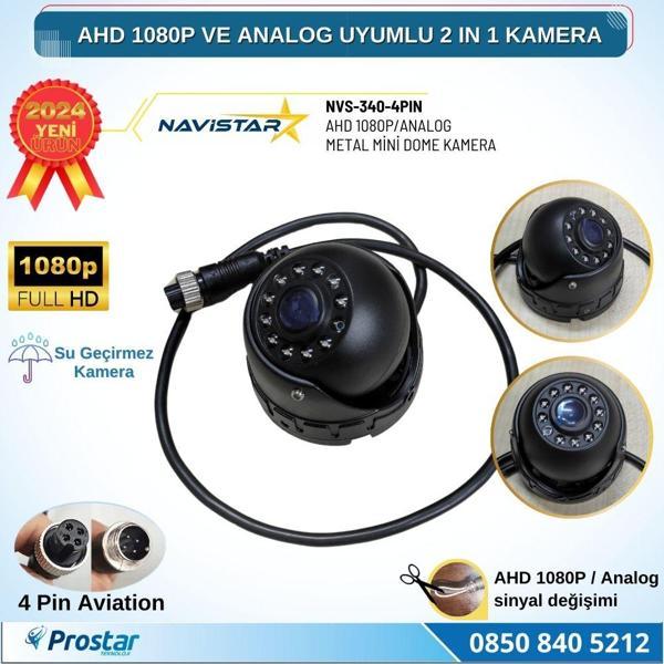 AHD 1080P ve Analog CVBS Pal Dönüştürülebilir Gece Görüşlü 4 Pin Mini Metal Dome Araç Kamerası - Image 1