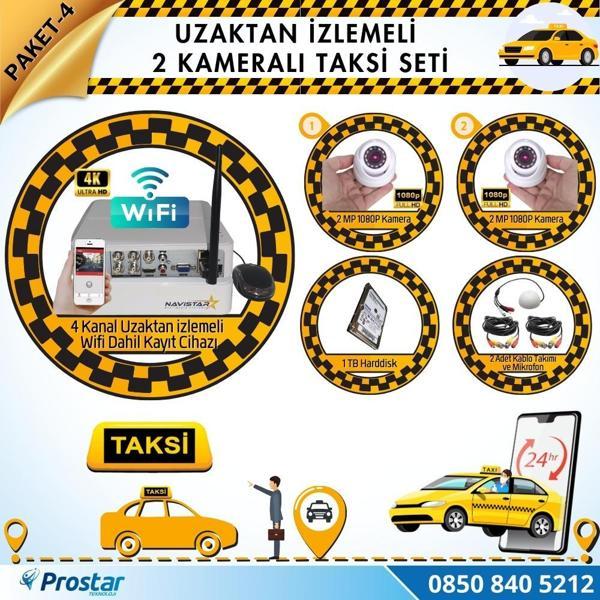 Taksi Kamera Seti 4 Uzaktan Izlemeli 2 Dome Kameralı Wifi 1 Tb Harddisk Dahil - Image 1