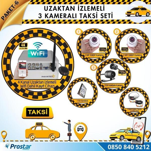 Taksi Kamera Seti 6 Uzaktan Izlemeli 3 Kameralı Wifi 1 Tb Harddisk Dahil - Image 1