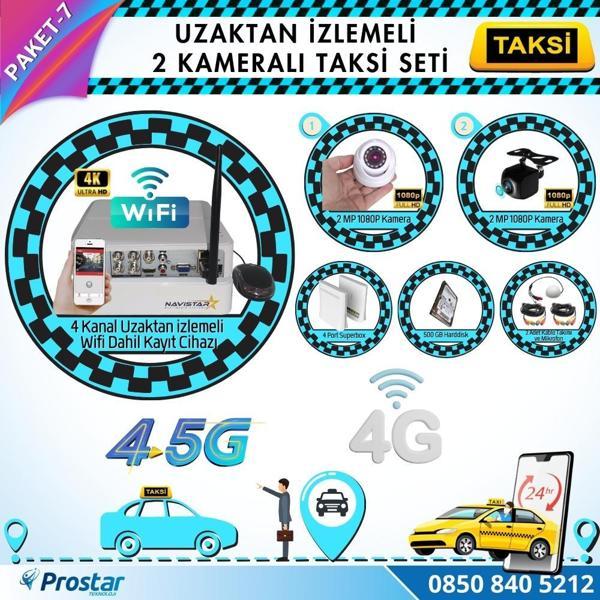 Taksi Kamera Seti 7 Uzaktan Izlemeli 2 Kameralı Wifi 4G 500 Gb Harddisk Dahil - Image 1
