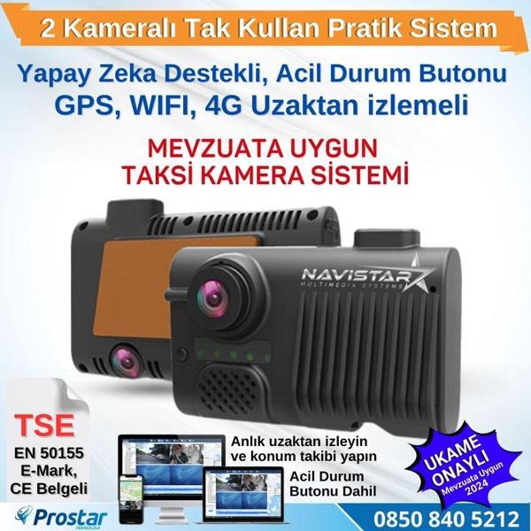 Taksi Mevzuatına Uygun 2 Kameralı 4G GPS WIFI Acil Durum butonu dahil Pratik Montaj Kamera Seti - Image 1
