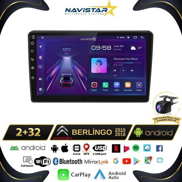 Citroen Berlingo 2015-2018 Model 2GB + 64GB Android 13 Kablosuz Carplay Navigasyon Multimedya Sistemi - Image 1