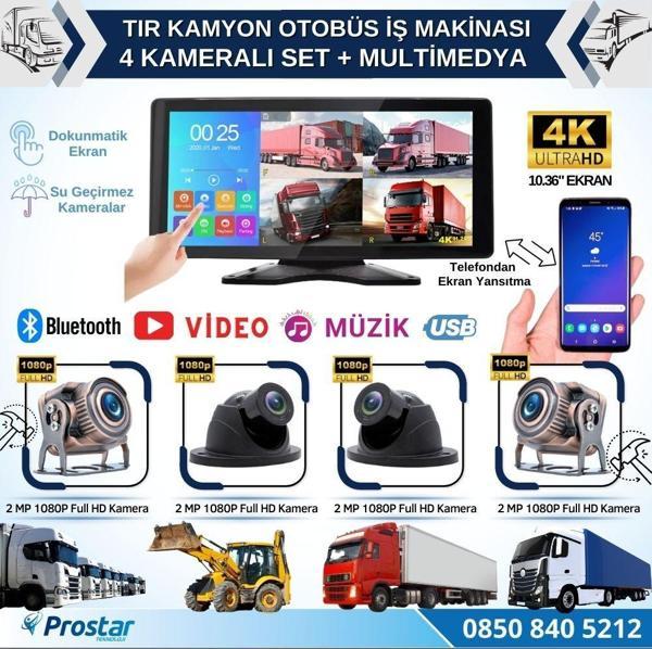 Tır Ve Kamyon 10.36&quot; Dokunmatik Ekranlı 4 Kameralı Kayıtlı Video Müzik Telefon Ekran Yansıtma Özellikli Tak Kullan  - Image 1