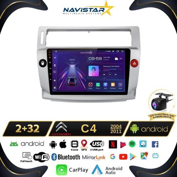 Citroen C4  2004-2011 Model 2GB + 64GB Android 13 Kablosuz Carplay Navigasyon Multimedya Sistemi - Image 1