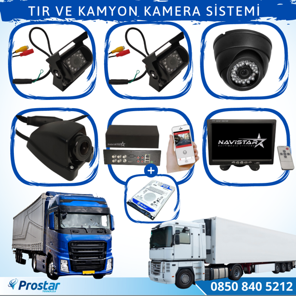 Tır Ve Kamyonlar Için Uzaktan İzlemeli 4 Kameralı 320 Gb Harddisk Kamera Seti - Image 1