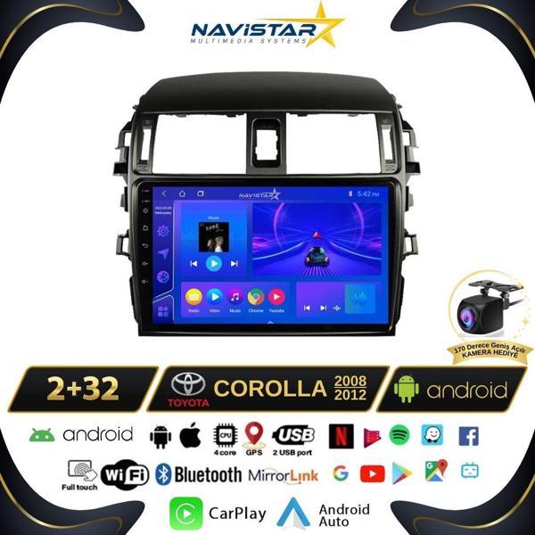 Toyota Corolla 2008-2012 Model 2+64GB Android 13 Kablosuz Carplay Navigasyon Multimedya Sistemi - Image 1