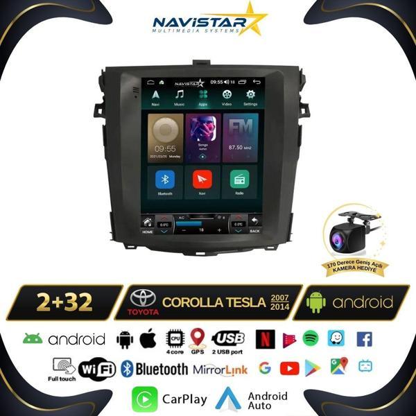 Toyota Corolla Tesla 2007-2014 Model 2GB + 32GB Kablosuz Carplay Navigasyon Multimedya Sistemi - Image 1