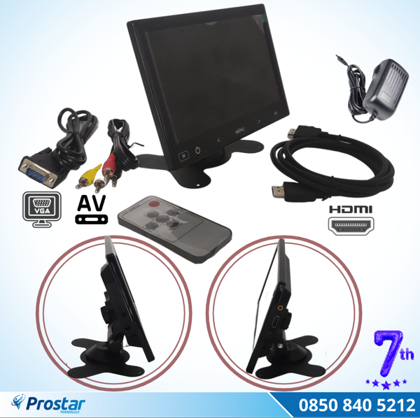 Güvenlik Kamera Monitörü 7&quot; Ekran Hdmi Vga Av Girişli Lcd Ekran 4 Kanal - Image 1