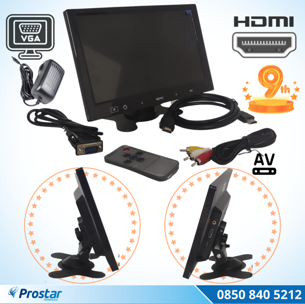Güvenlik Kamera Monitörü 9&quot; Ekran Hdmi Vga Av Girişli Lcd Ekran 4 Kanal - Image 1