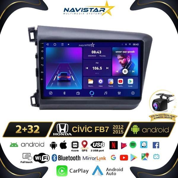 Honda Civic Fb7 2+64GB Android 13 Kablosuz Carplay 2012-2015 Navigasyon Multimedya Sistemi - Image 1