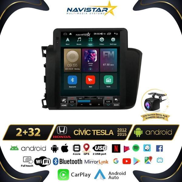 Honda Civic Tesla 2012-2015 Model 2GB + 32GB Kablosuz Carplay Navigasyon Multimedya Sistemi - Image 1