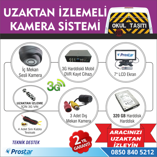 Okul Ve Servis Taşıtları İçin 320 Gb Kayıtlı Kamera Set - Image 1