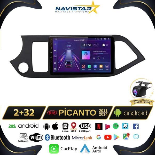 Kia Picanto 2011-2014 Model 2+64GB Android 13 Kablosuz Carplay Navigasyon Multimedya Sistemi - Image 1