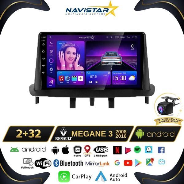Megane 3 Kablosuz Carplay 2+64GB Android 13 Navigasyon Multimedya Sistemi - Image 1