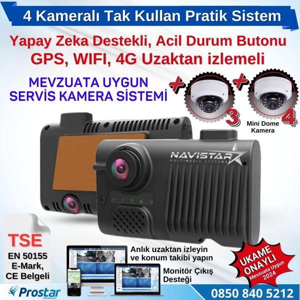 Mevzuata Uygun 4 Kameralı 4G GPS Wifi Acil Durum butonu dahil Pratik Montaj Kamera Seti - Image 1