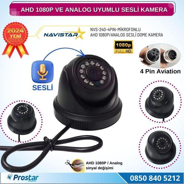 Mikrofonlu AHD 1080P ve Analog Pal Çevrilebilir 4 Pin Plastik Mini Dome Araç Kamerası - Image 1