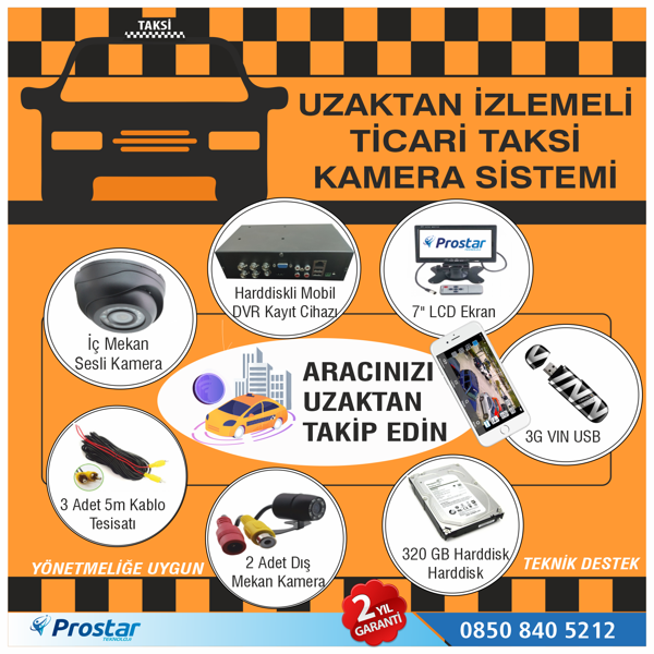 Ticari Taksiler Için Uzaktan İzlemeli Kamera Sistemi Seti - Image 1