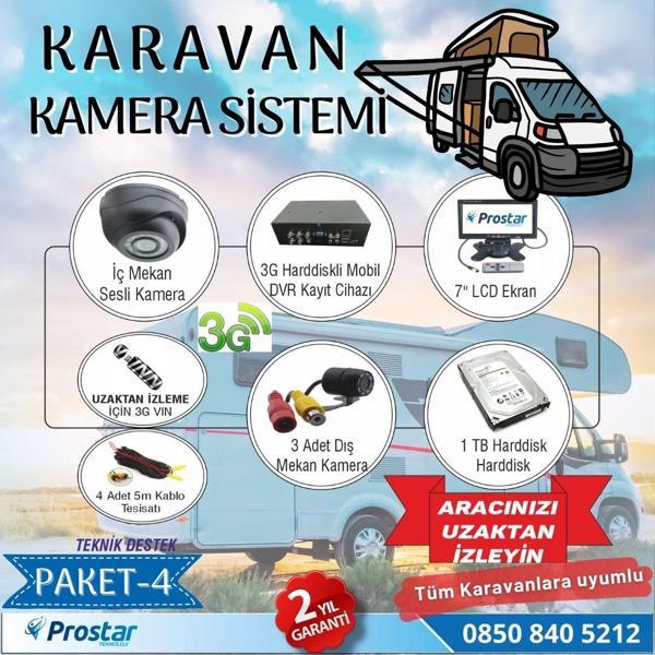 Uzaktan Takipli Karavan Kamera Sistemi Seti Kayıtlı Harddiskli 1 Tb Dahil 4 Kameralı Ekranlı - Image 1