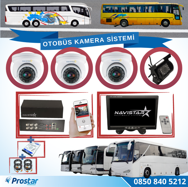 Otobüsler Için Kayıtlı 4 Kameralı 1 Tb Harddiskli Kamera Seti - Image 1