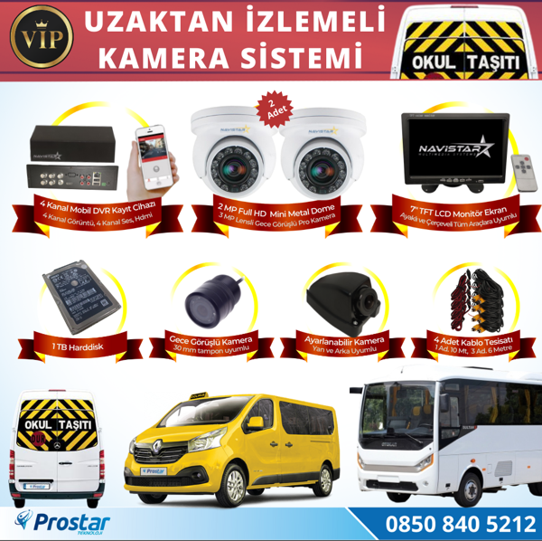 Profesyonel Servis Araç Kamera Seti 4 Kameralı Kayıtlı 1 Tb Harddiskli Tak Kullan Set - Image 1