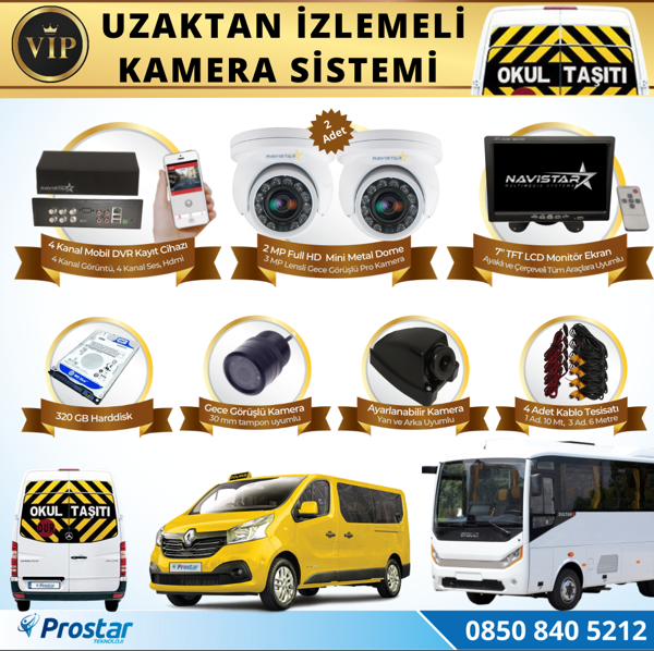 Profesyonel Servis Araç Kamera Seti 4 Kameralı Kayıtlı 320 Gb Harddiskli Tak Kullan Set - Image 1