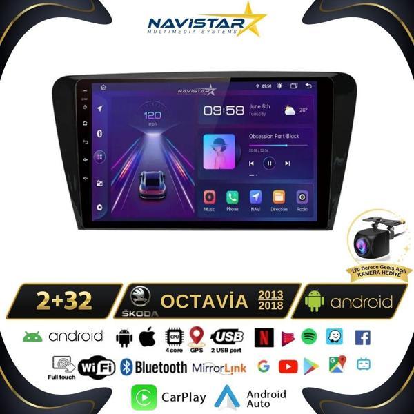 Skoda Octavia 2013-2018 Model 2+64GB Android 13 Kablosuz Carplay Navigasyon Multimedya Sistemi - Image 1