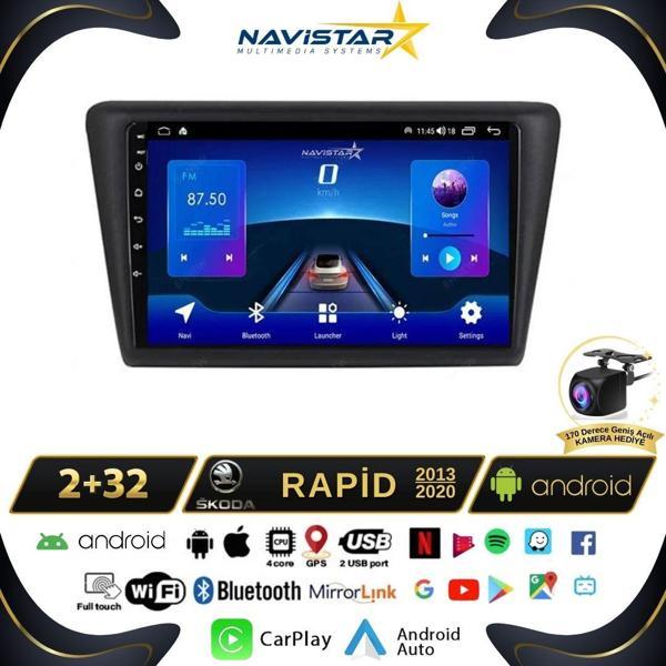Skoda Rapid 2013-2020 Model 2+64GB Android 13 Kablosuz Carplay Navigasyon Multimedya Sistemi - Image 1