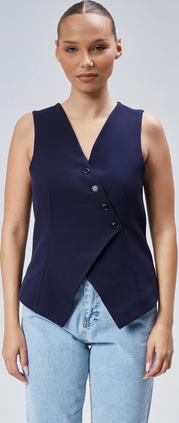 Kadın Regular V yaka Düğmeli Yelek - Image 1