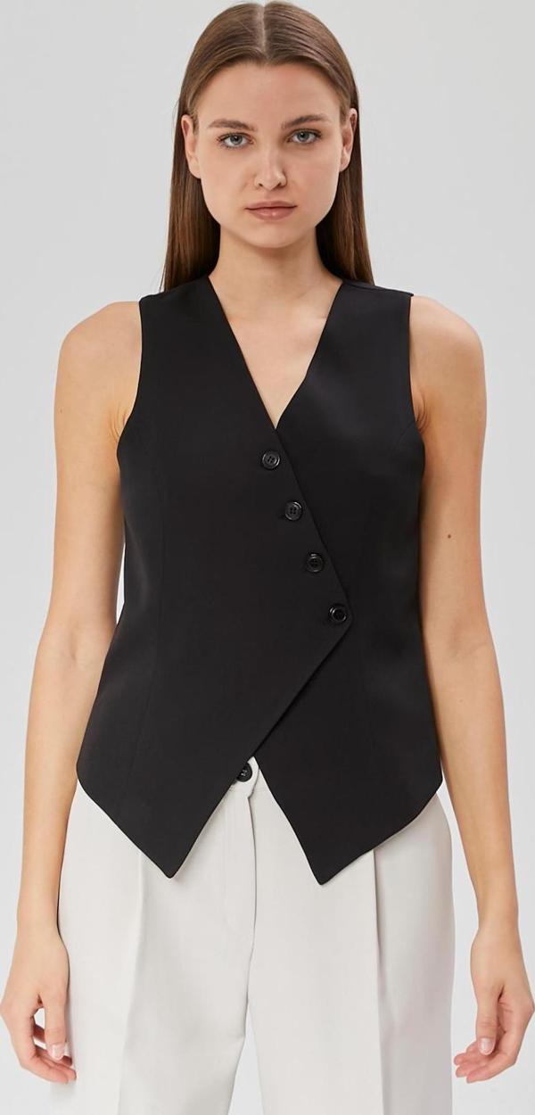 Kadın Regular V yaka Düğmeli Yelek - Image 1