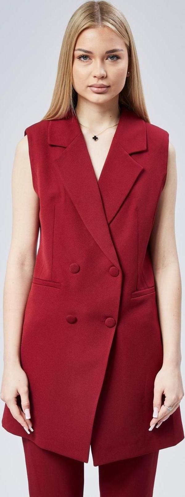 Kadın Uzun Kruvaze Dokuma Yelek - Image 1