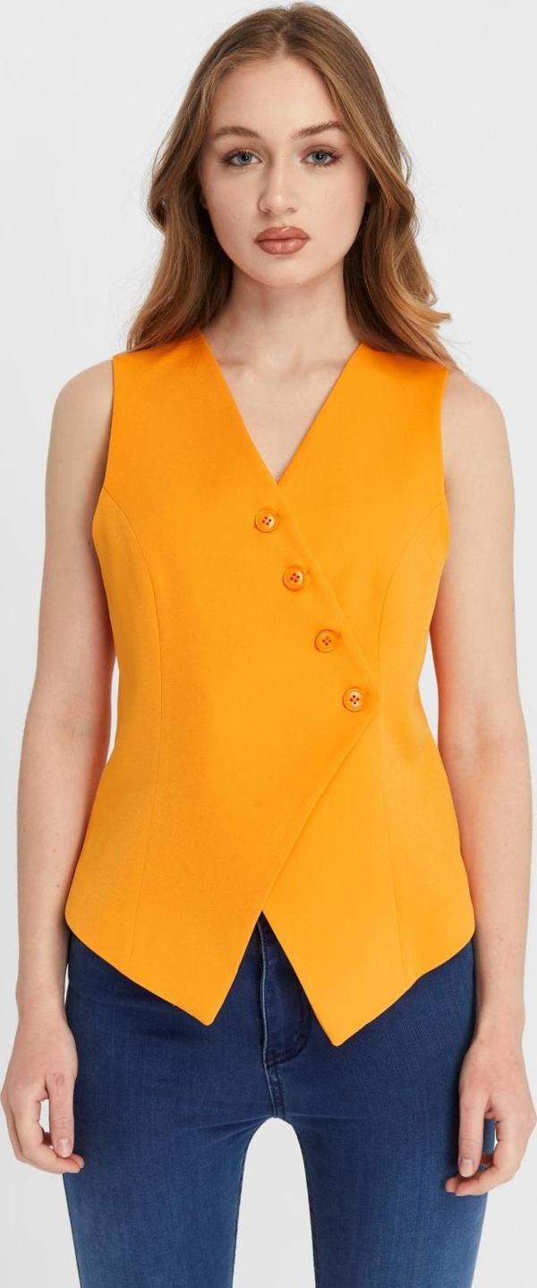 Kadın Regular V yaka Düğmeli Yelek - Image 1