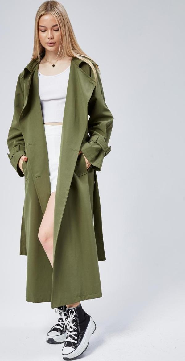 Kadın Oversize Kuşaklı Trençkot - Image 1