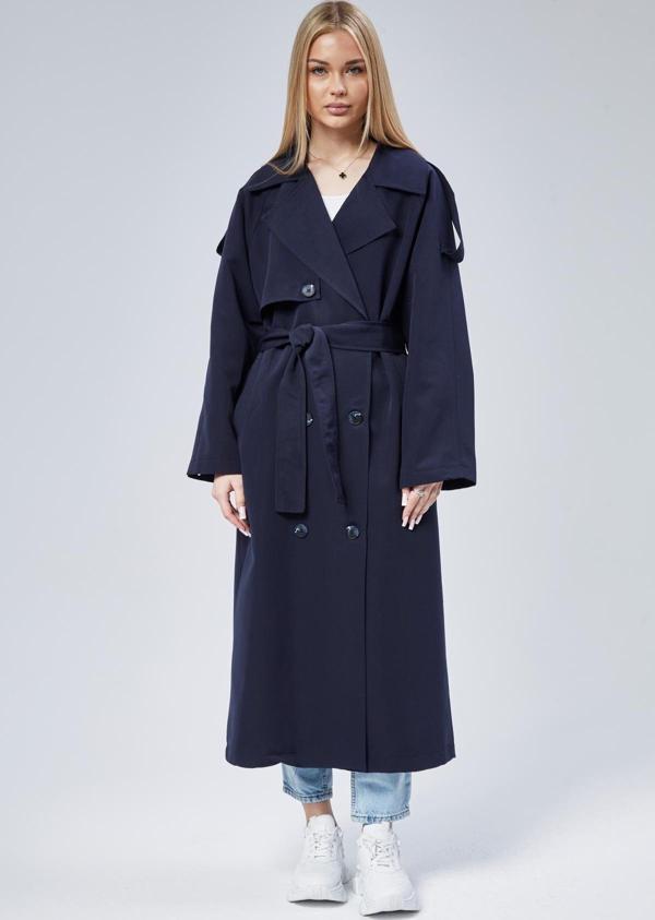 Kadın Oversize Astarlı Uzun Trençkot - Image 1