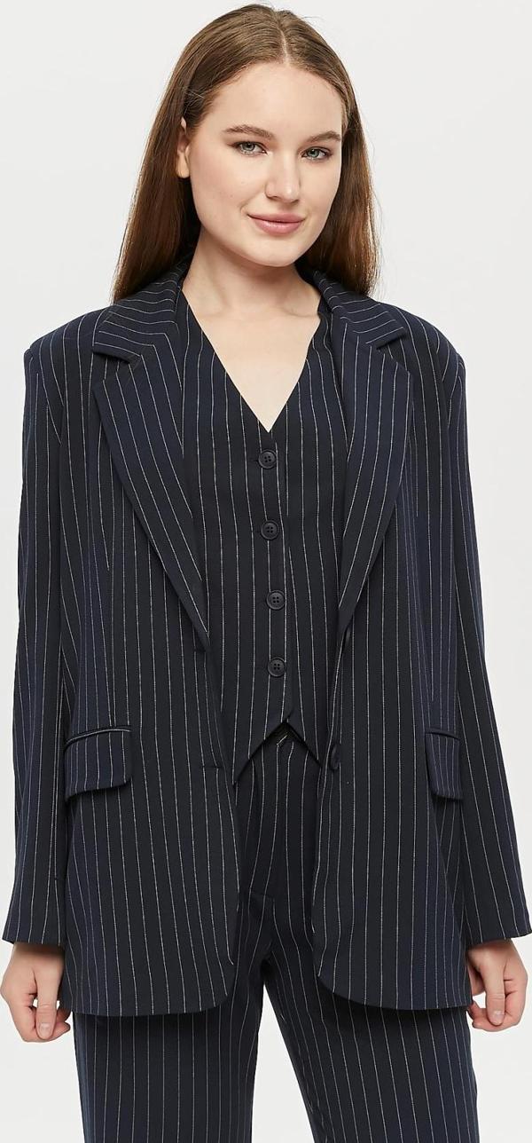 Kadın Regular Astarlı Dokuma Çizgili Blazer Ceket - Image 1
