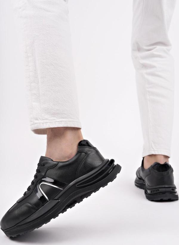 Muggo BRUNO Bağcıklı Hakiki Deri Kalın Taban Erkek Günlük Sneaker Spor Ayakkabı - Image 1