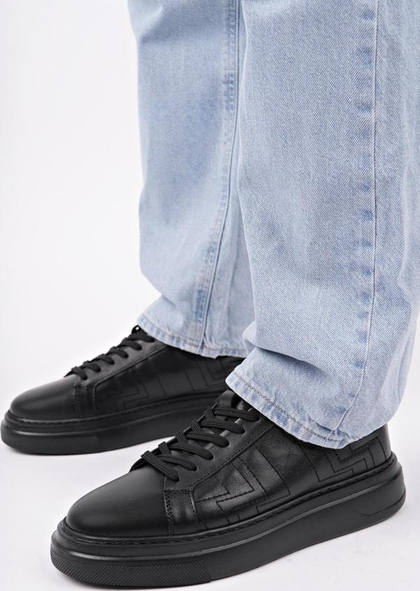 Muggo AGONY Kalın Taban Bağcıklı Hakiki Deri Erkek Günlük Sneaker Spor Ayakkabı - Image 1