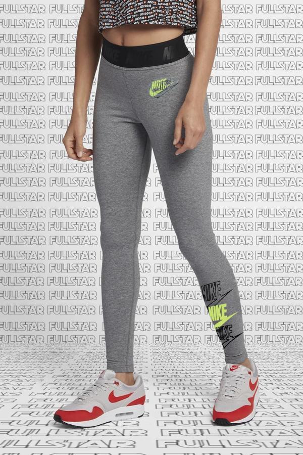 Nike Leggings Club Mid Rise Cotton Pamuklu İnce Tayt Gri - Image 1