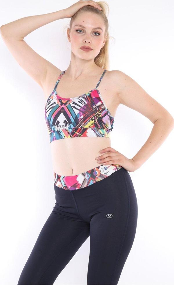 Escetic Lacivert Kadın Spor Polyester Normal Bel Büstiyer Takım Fitnes Yoga Bra 0313 - Image 1