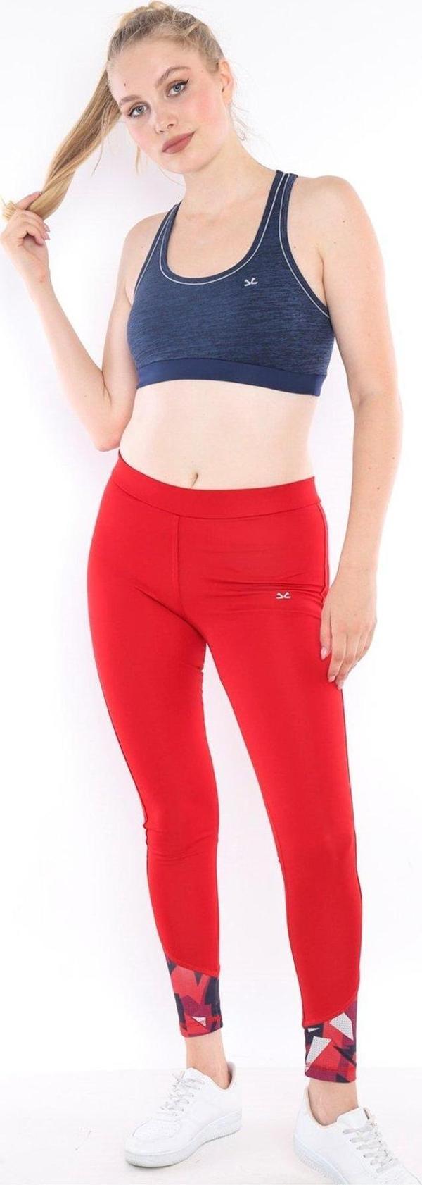 Escetic Kırmızı Kadın Polyester Fitness Slimfit Spor Tayt Bil0010 - Image 1