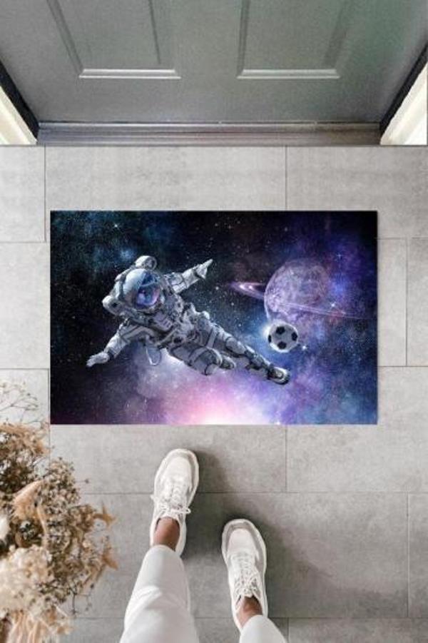 Dekoratif Dijital Galaxy Astronot Mavi Kapı Paspası Dış Mekan Paspas K-2119 - Image 1